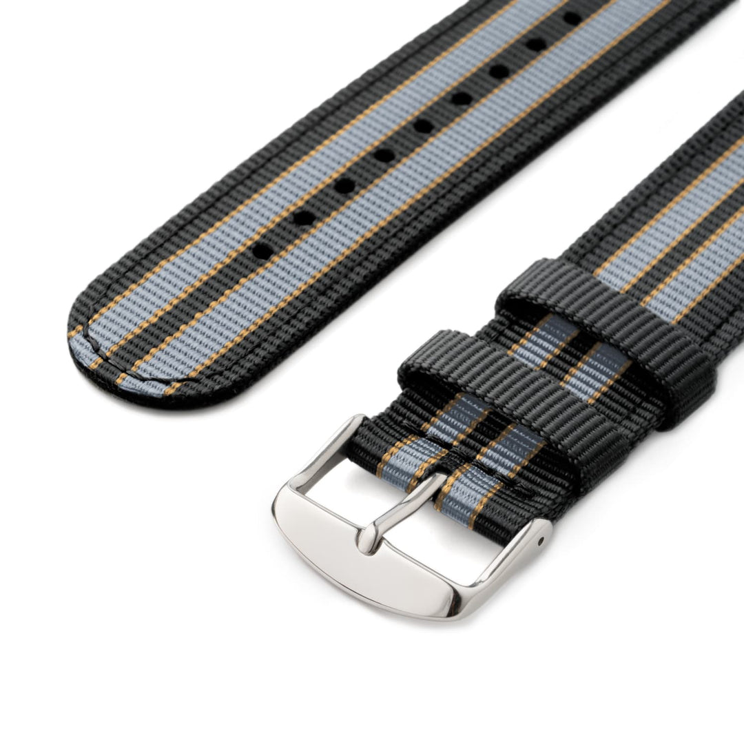 Quick Release Nylon Watch Band - Black/Gray/Gold – alternate view