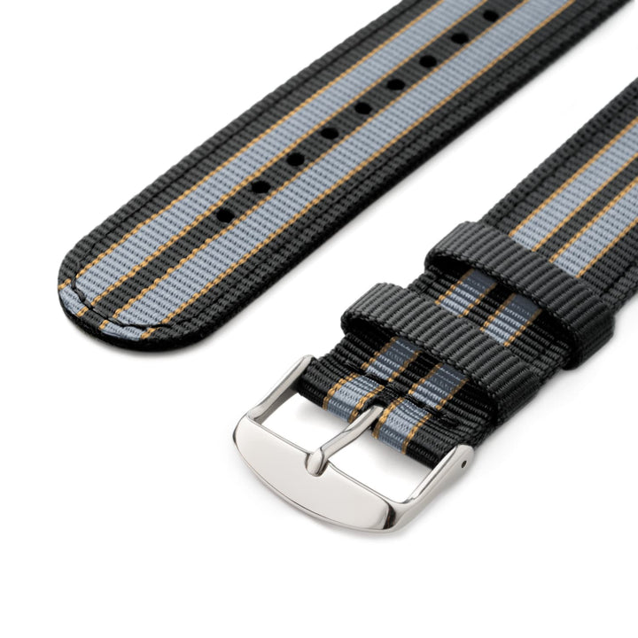 Quick Release Nylon Watch Band - Black/Gray/Gold – alternate view