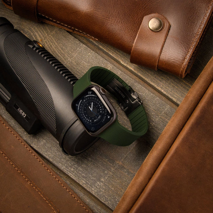 Apple Watch Custom Fit Silicone Watch Band - British Racing Green/Gray