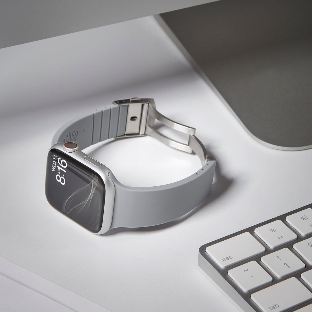 Apple Watch Custom Fit Silicone Watch Band - Platinum Gray/Silver