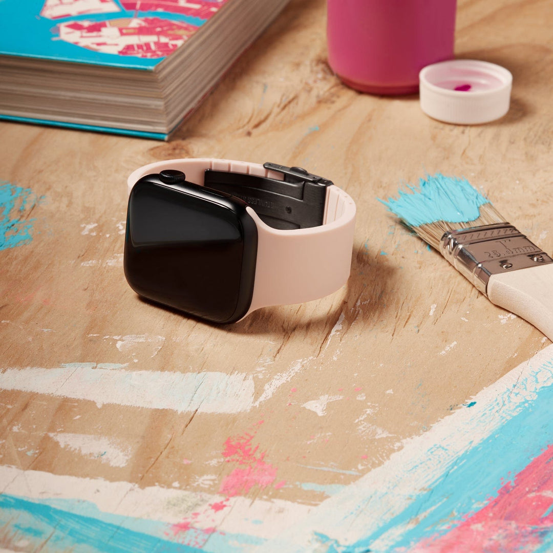 Apple Watch Custom Fit Silicone Watch Band - Pale Rose/Gray