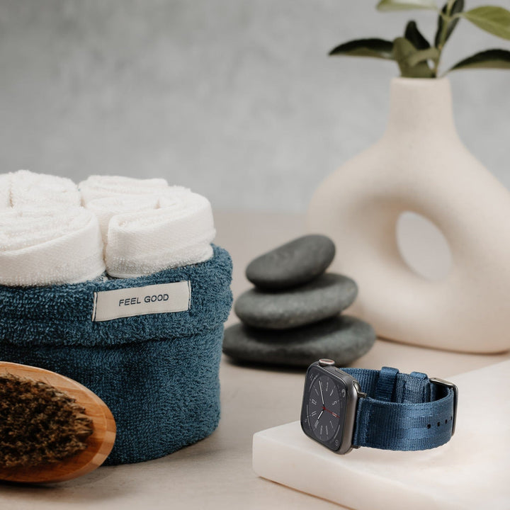 Apple Watch Seat Belt Nylon Watch Band - Navy/Gray