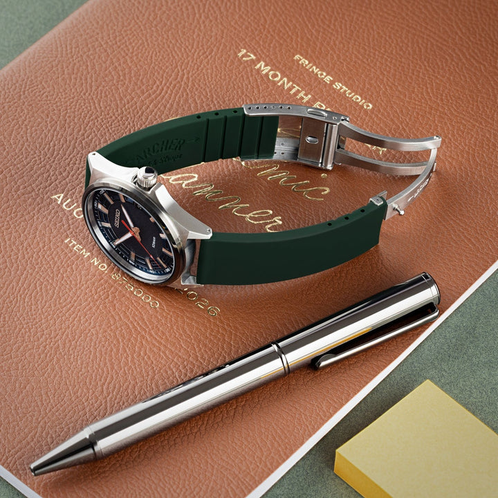 Quick Release Custom Fit Silicone Watch Band - British Racing Green – lifestyle photo