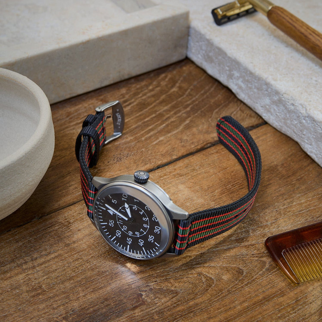 Quick Release Nylon Watch Band - Black/Red/Green