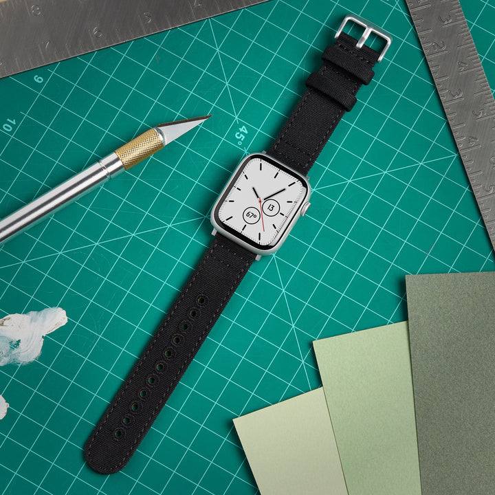 Apple Watch Canvas Watch Band - Black/Silver Aluminum