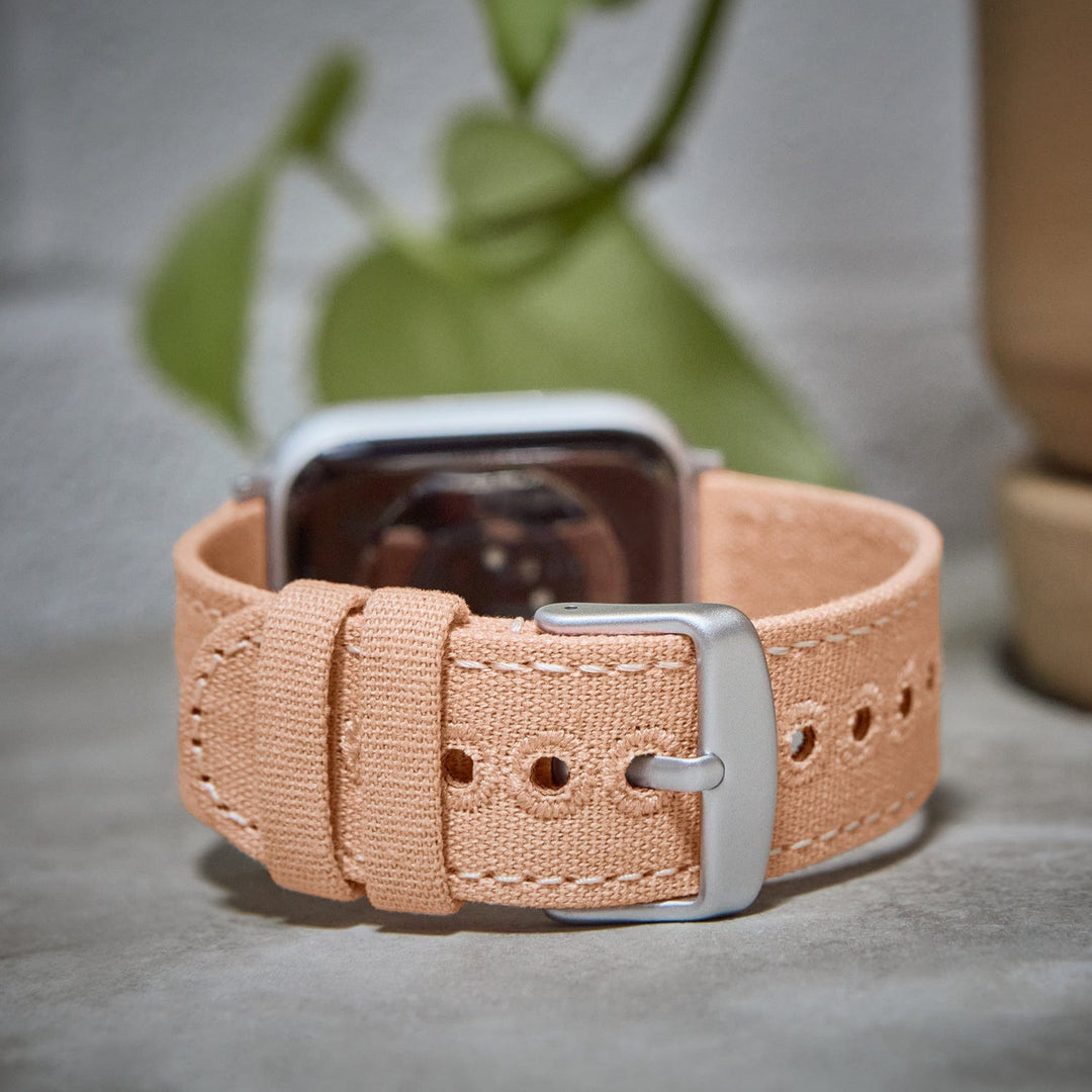 Apple Watch Canvas Watch Band - Pale Coral/Silver Aluminum