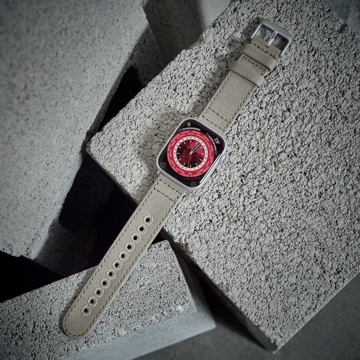 Apple Watch Canvas Watch Band - Ash Gray/Silver Aluminum