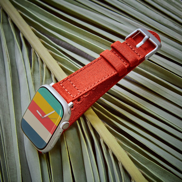 Apple Watch Canvas Watch Band - Tangelo Orange/Silver Aluminum