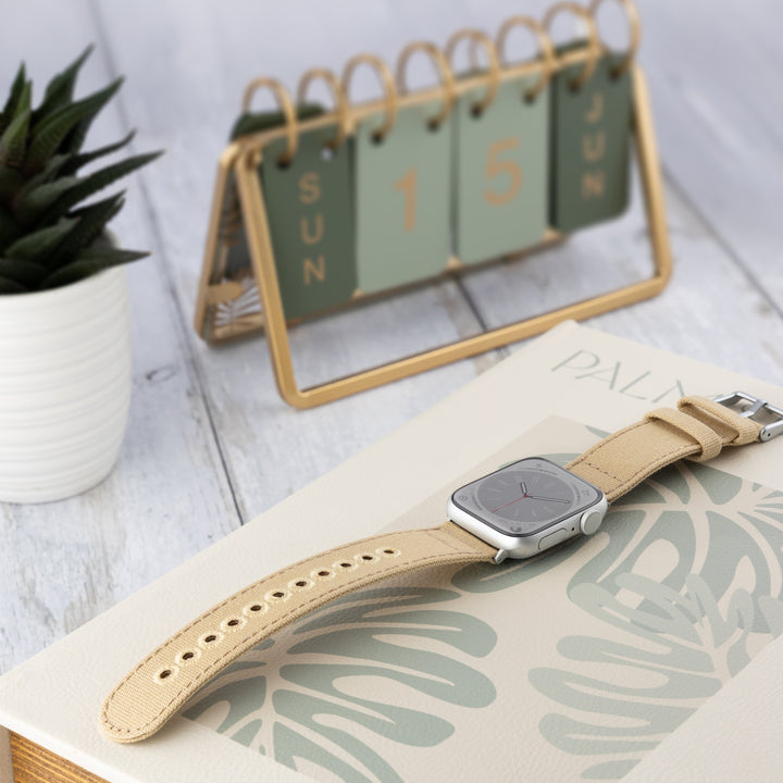 Apple Watch Canvas Watch Band - Sand/Silver Aluminum