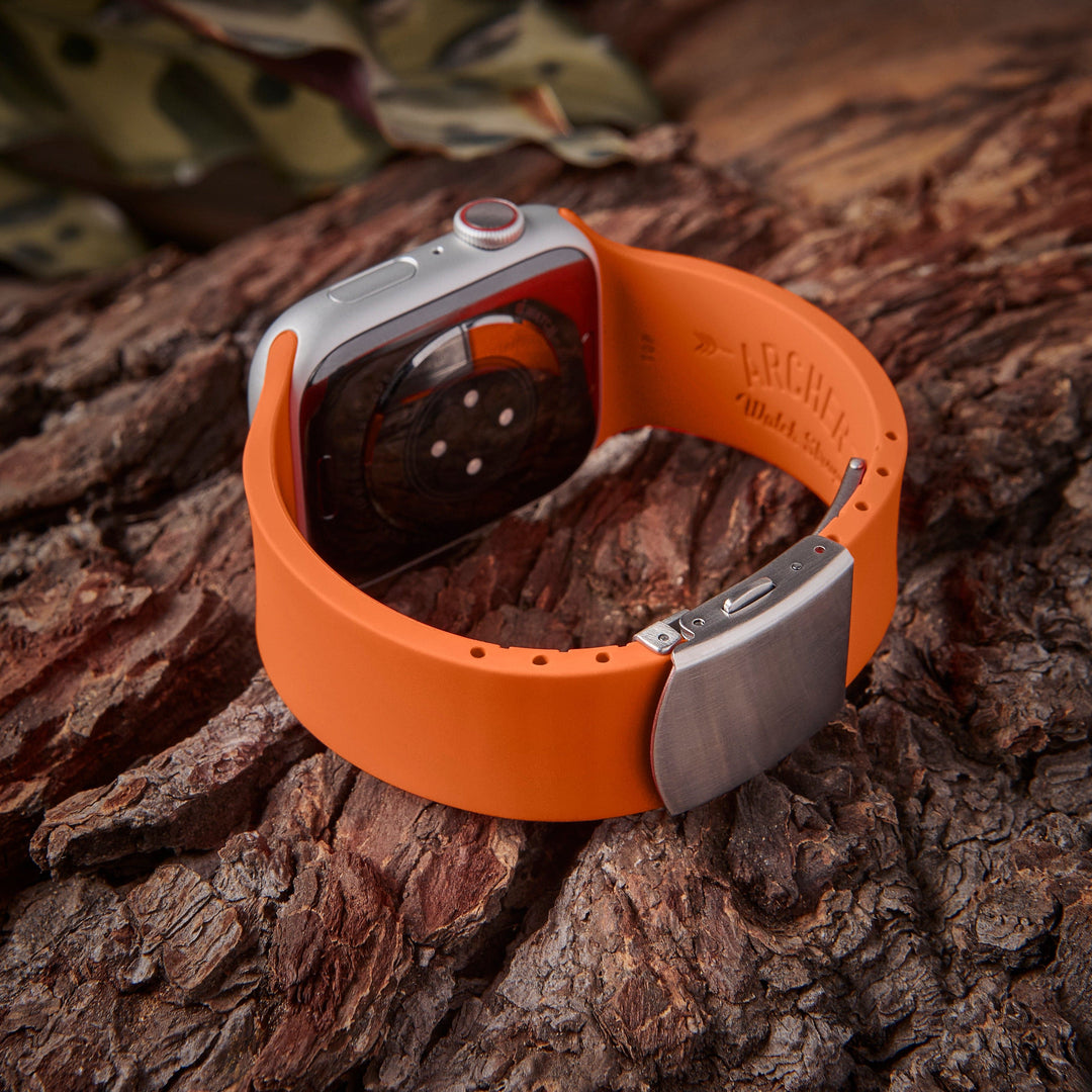 Apple Watch Custom Fit Silicone Watch Band - Portland Orange/Silver