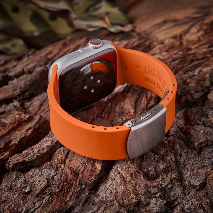 Apple Watch Custom Fit Silicone Watch Band - Portland Orange/Silver