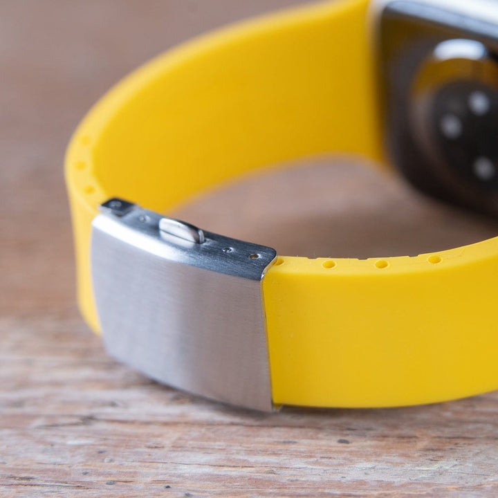 Apple Watch Custom Fit Silicone Watch Band - Naples Yellow/Silver