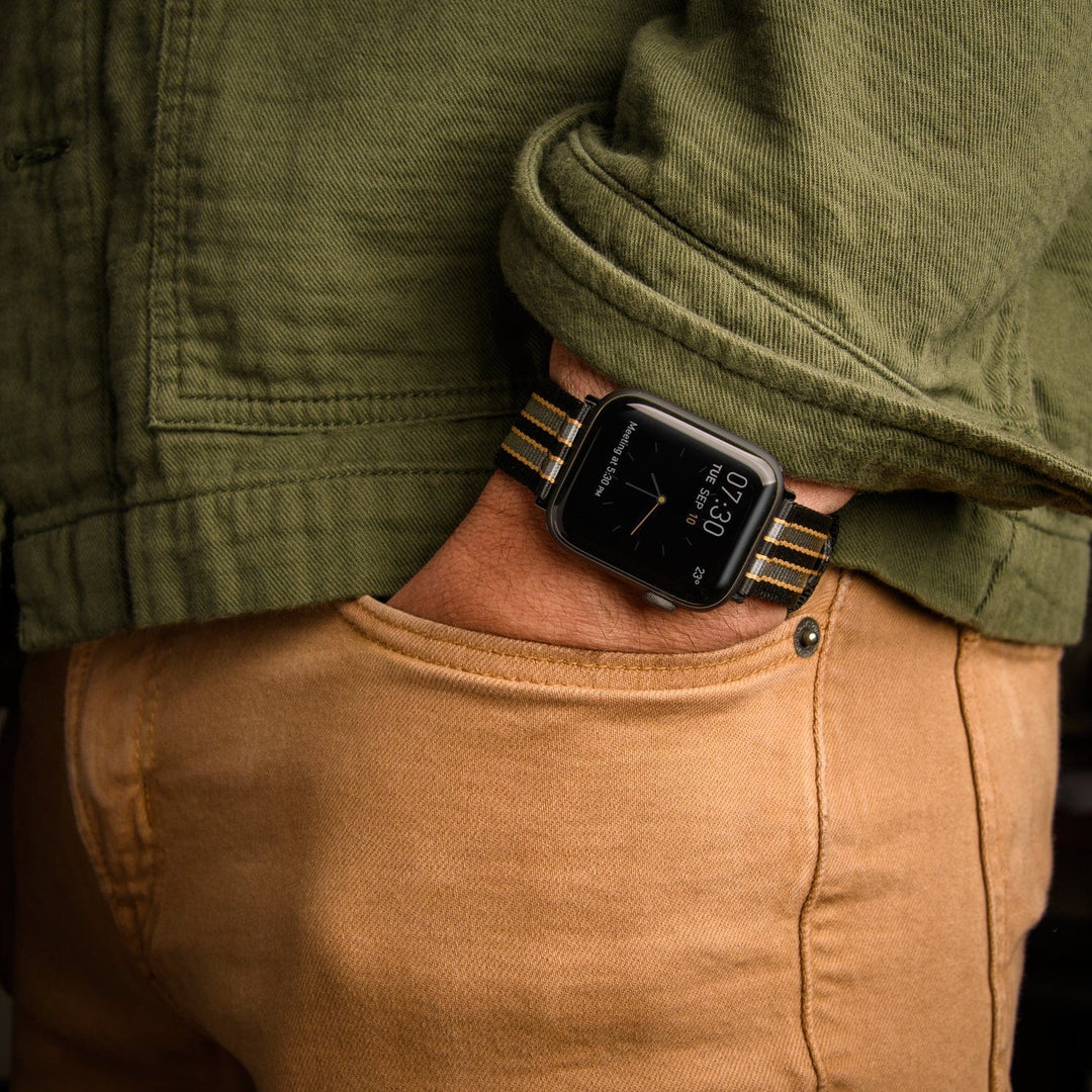 Apple Watch Nylon Watch Band - Black, Gray, Gold/Black