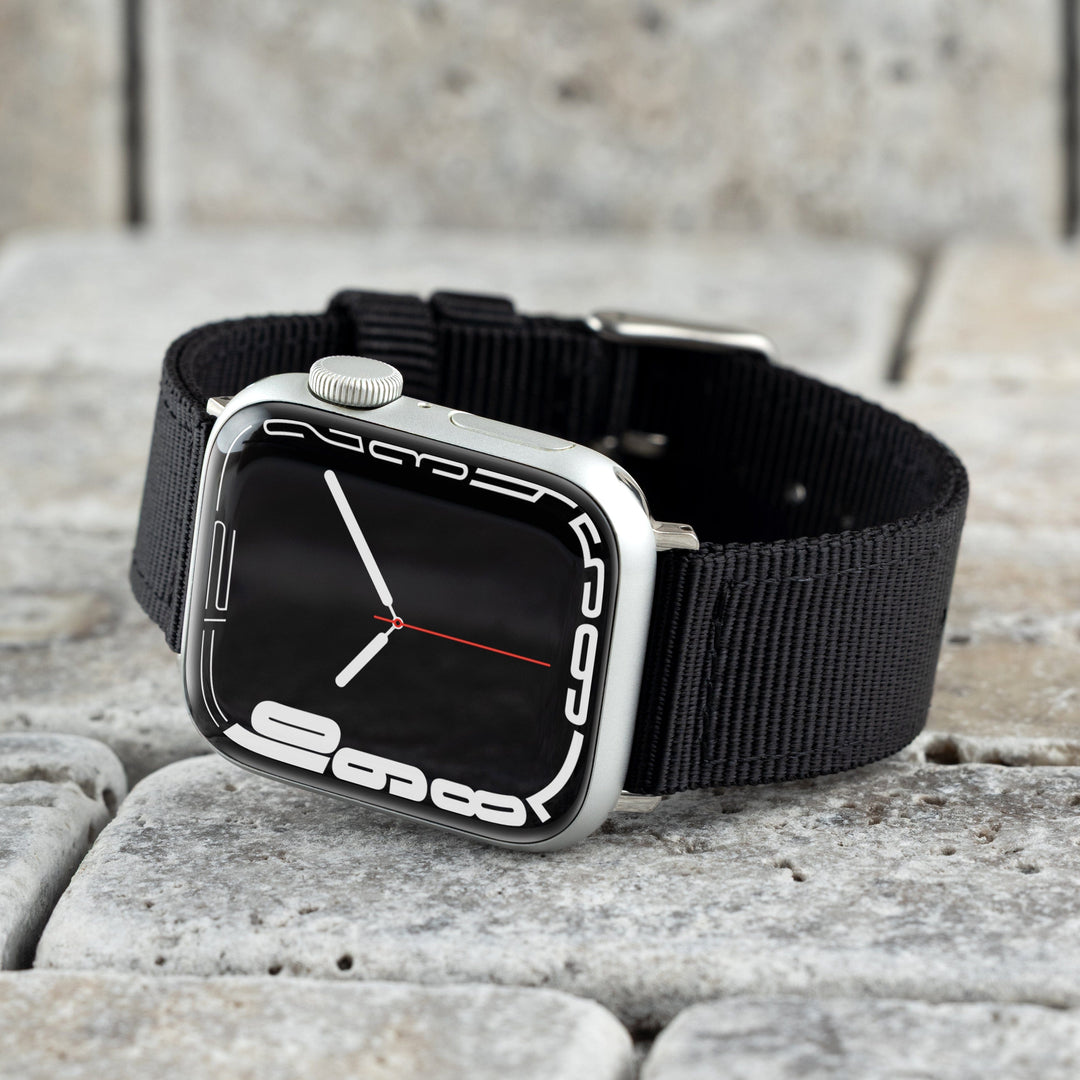 Apple Watch Nylon Watch Band - Black/Stainless