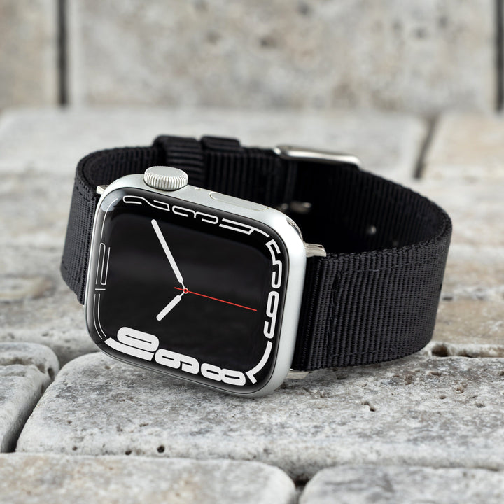 Apple Watch Nylon Watch Band - Black/Stainless