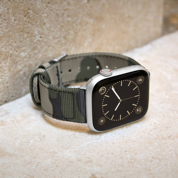 Apple Watch Nylon Watch Band - Green Camo/Stainless