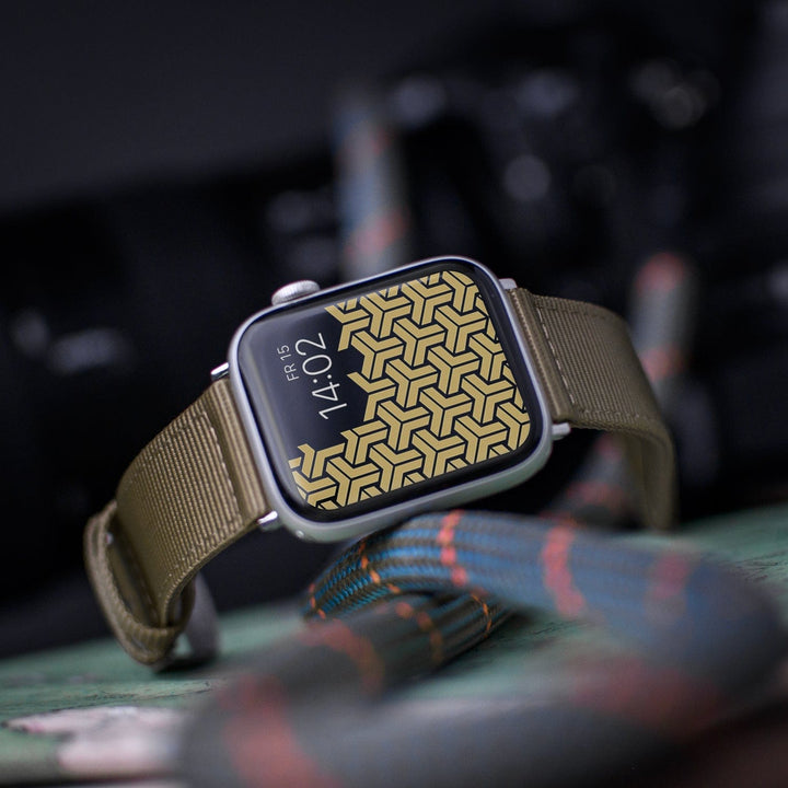 Apple Watch Nylon Watch Band - Khaki/Stainless