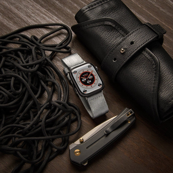 Apple Watch Seat Belt Nylon Watch Band - Gray/Gray