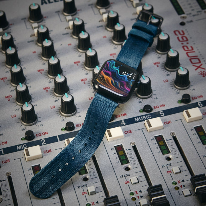 Apple Watch Seat Belt Nylon Watch Band - Navy/Gray