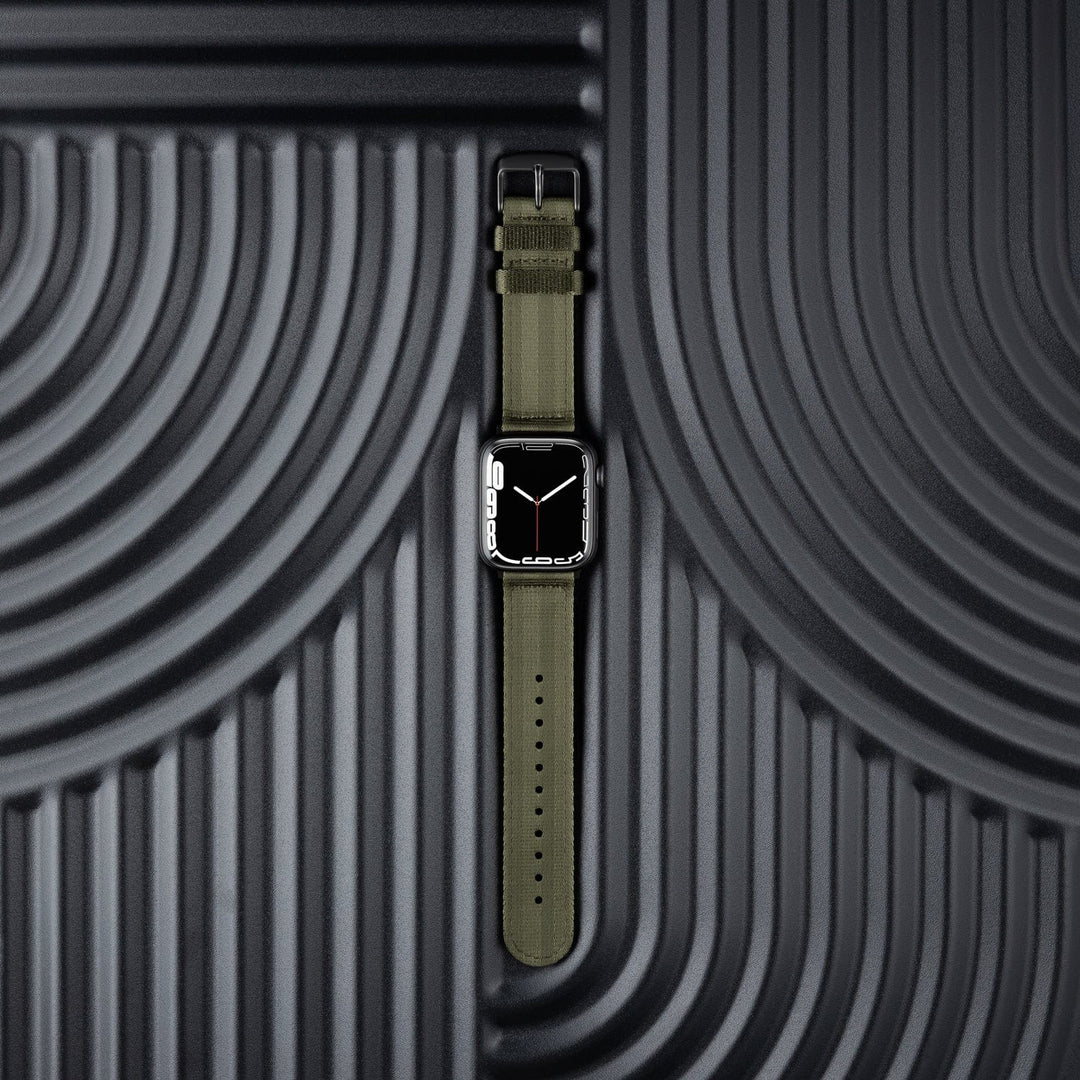 Apple Watch Seat Belt Nylon Watch Band - Olive/Gray