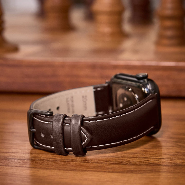Apple Watch Leather Watch Band - Dark Chestnut/Natural/Space Gray