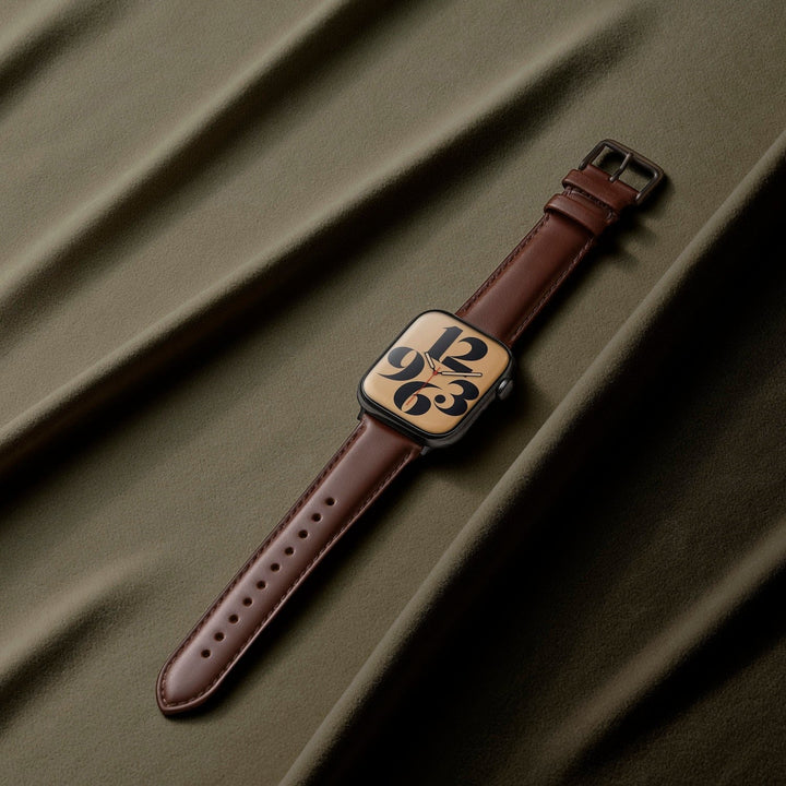 Apple Watch Leather Watch Band - Mahogany/Matched/Space Gray – lifestyle photo