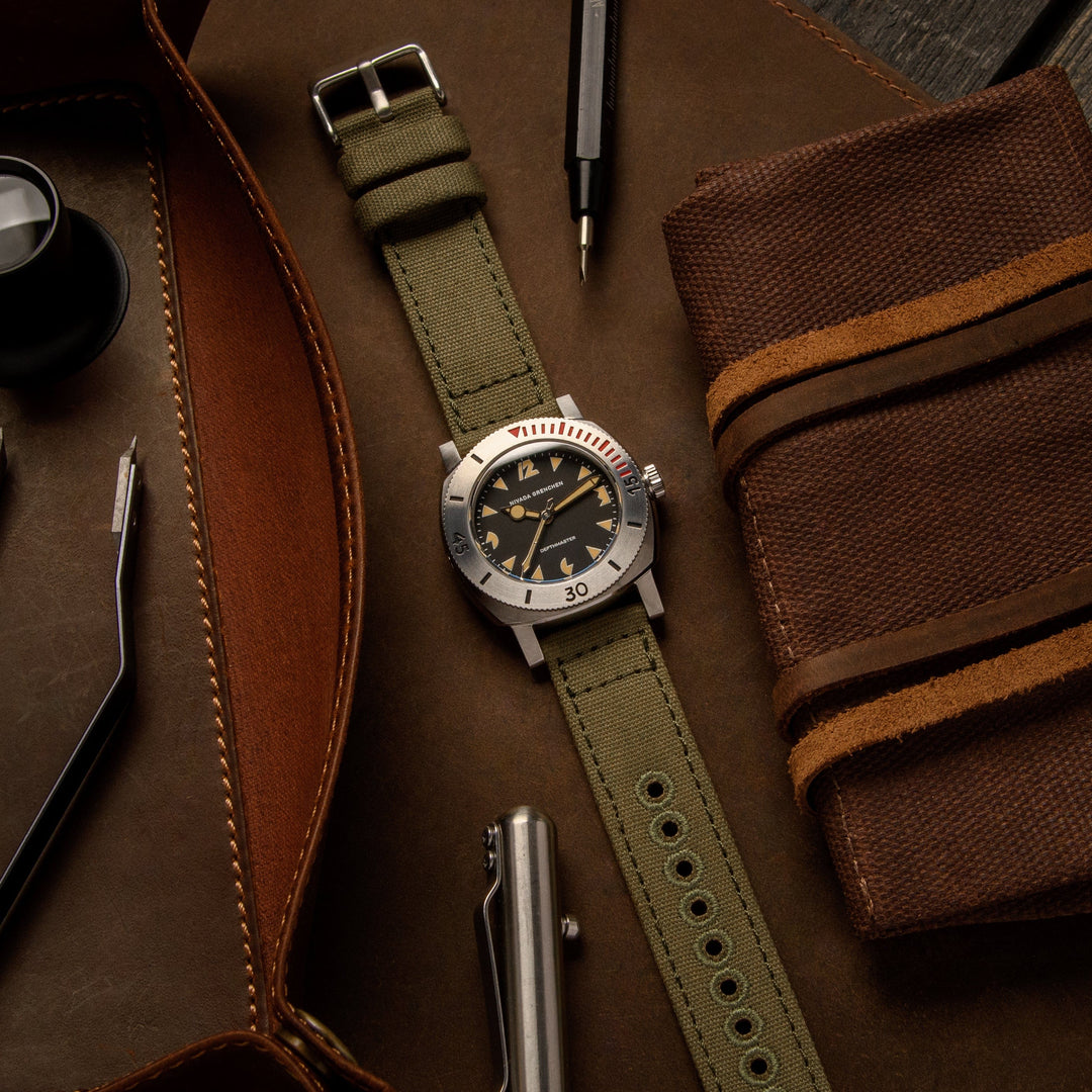 Quick Release Canvas Watch Band - Faded Olive