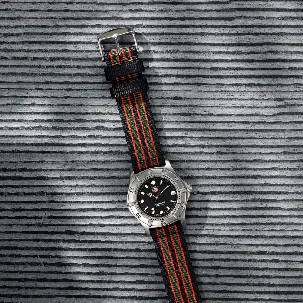 Quick Release Nylon Watch Band - Black/Red/Green – lifestyle photo