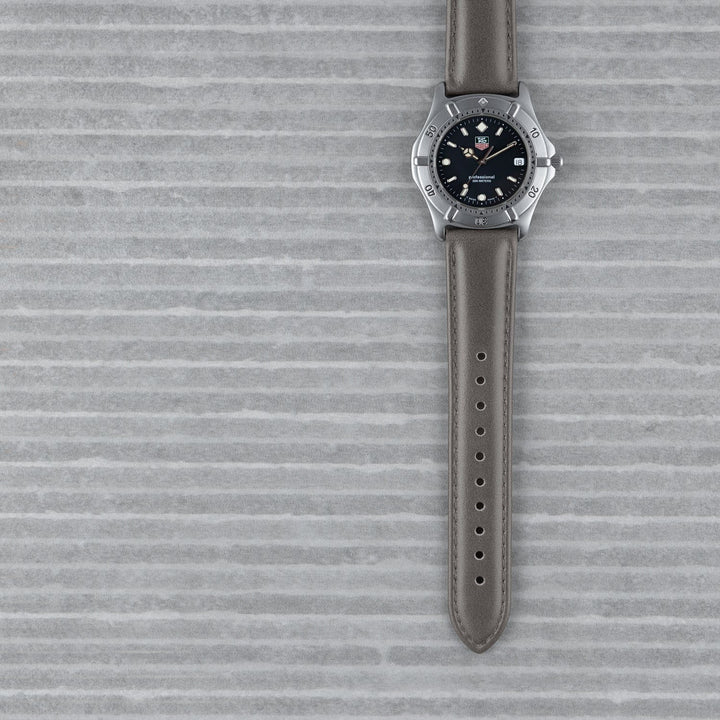 Quick Release Leather Watch Band - Pewter Gray/Matched