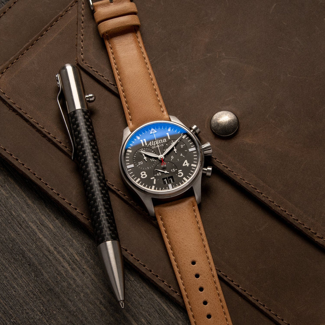 Quick Release Leather Watch Band - Camel Tan/Matched – lifestyle photo