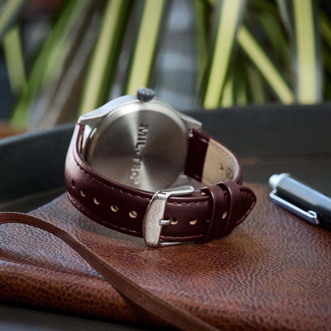 Quick Release Leather Watch Band - Mahogany/Matched – lifestyle photo