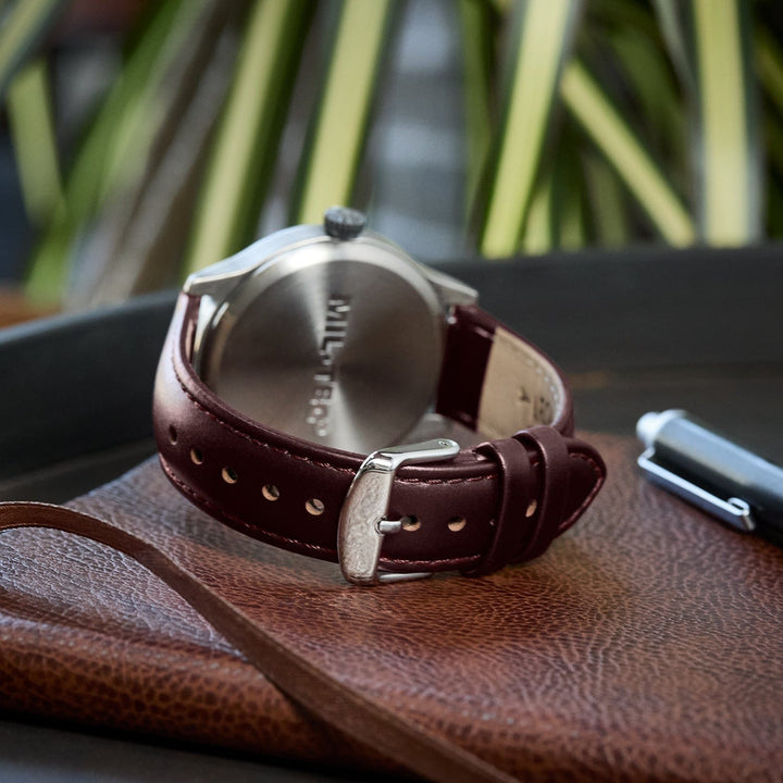 Quick Release Leather Watch Band - Mahogany/Matched – lifestyle photo