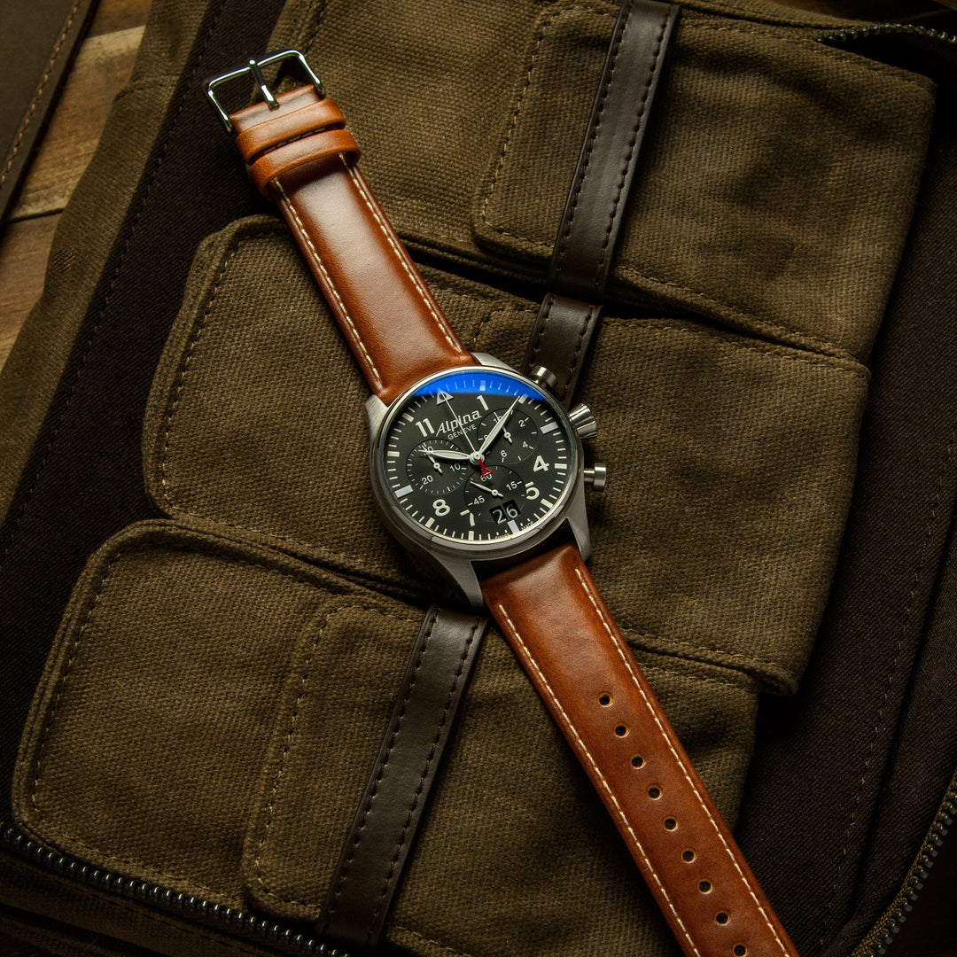 Quick Release Leather Watch Band - Cognac/Natural