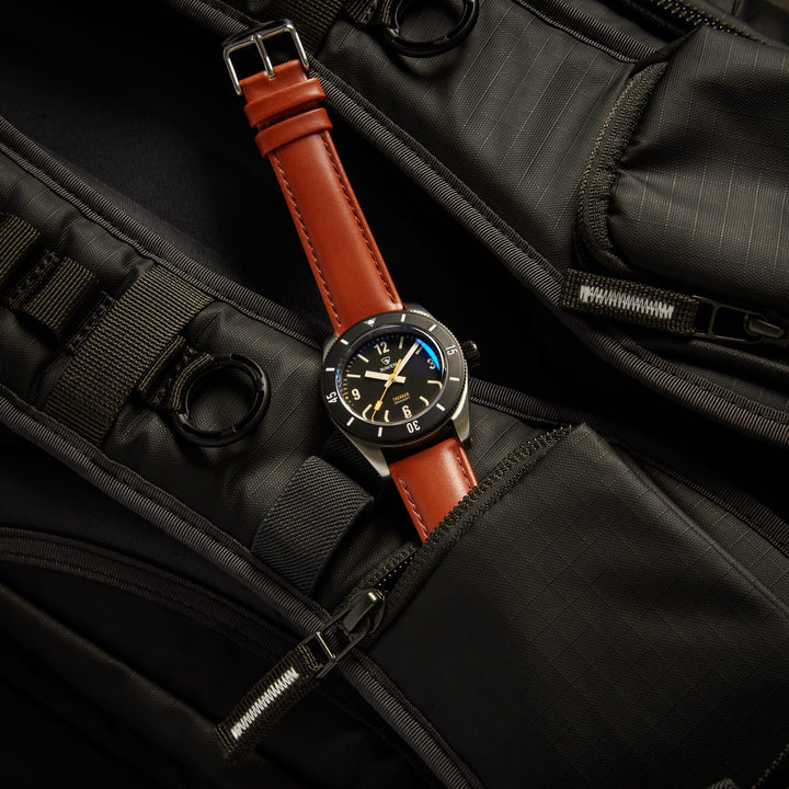 Quick Release Leather Watch Band - Cognac/Matched – lifestyle photo