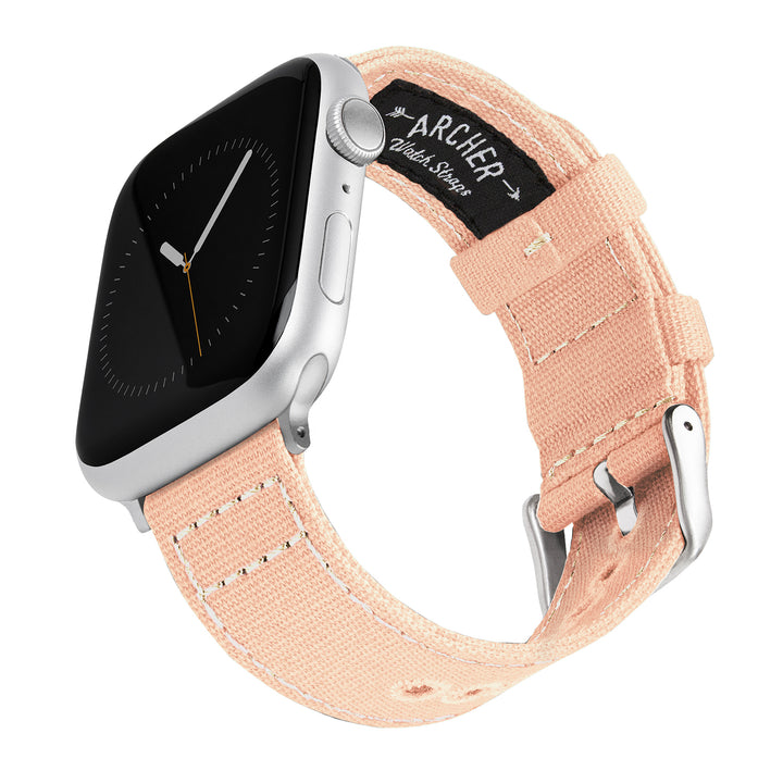 Apple Watch Canvas Watch Band - Pale Coral/Silver Aluminum – main product photo