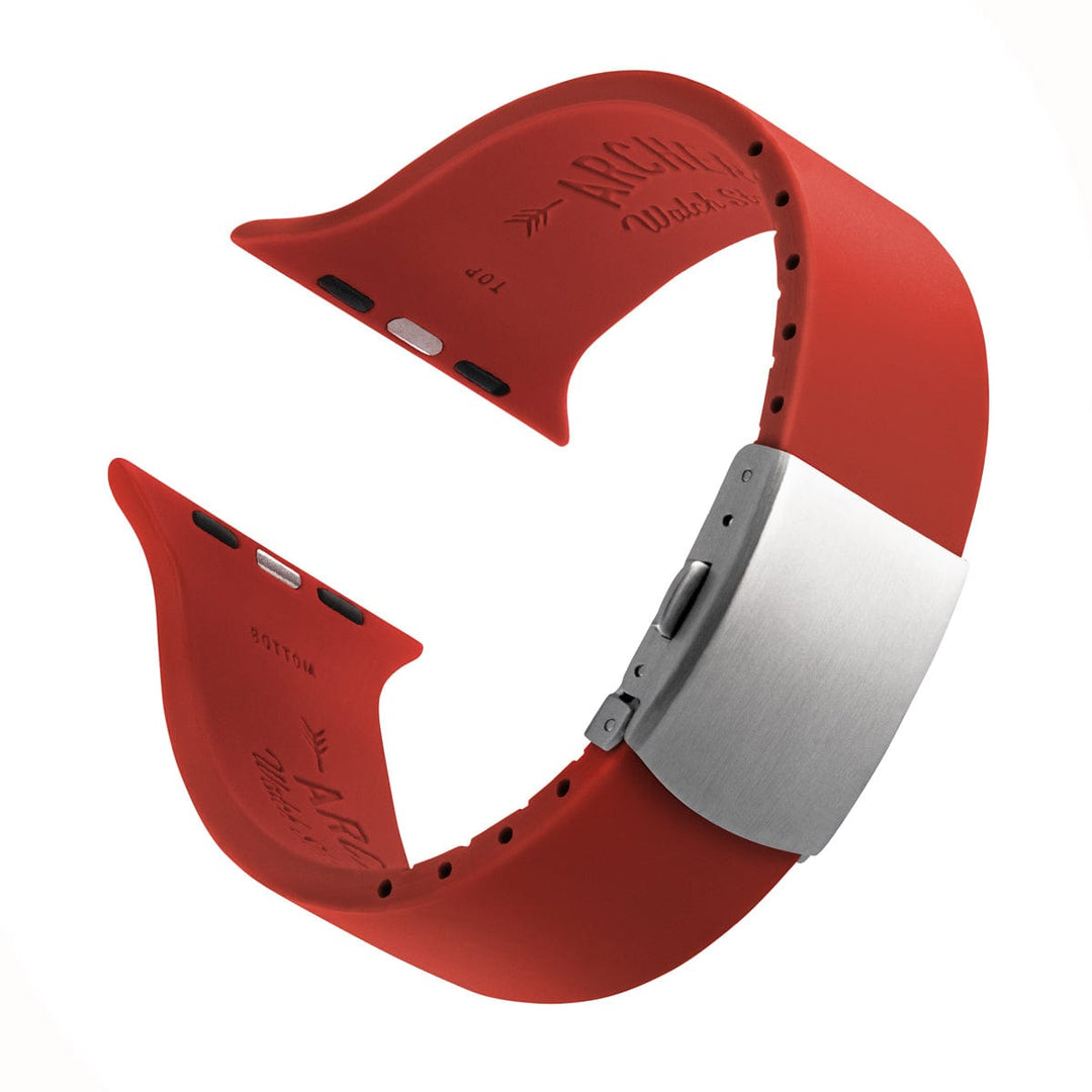 Apple Watch Custom Fit Silicone Watch Band - Venetian Red/Silver