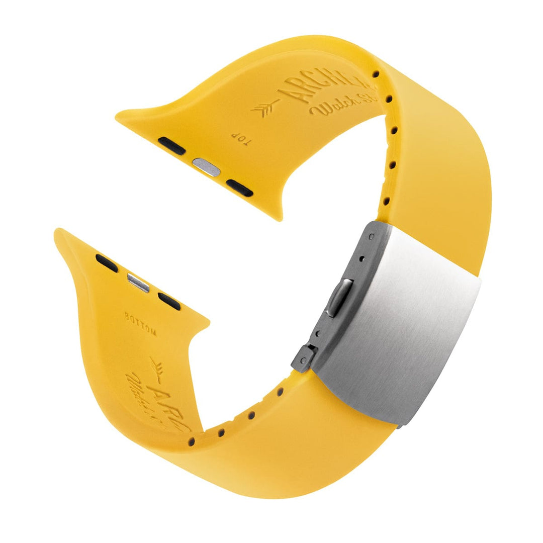 Apple Watch Custom Fit Silicone Watch Band - Naples Yellow/Silver