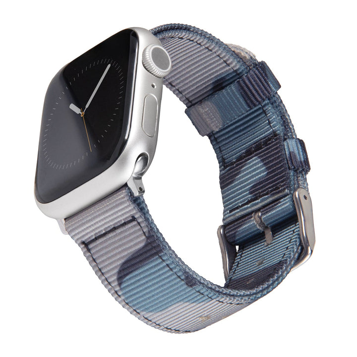 Apple Watch Nylon Watch Band - Blue Camo/Stainless