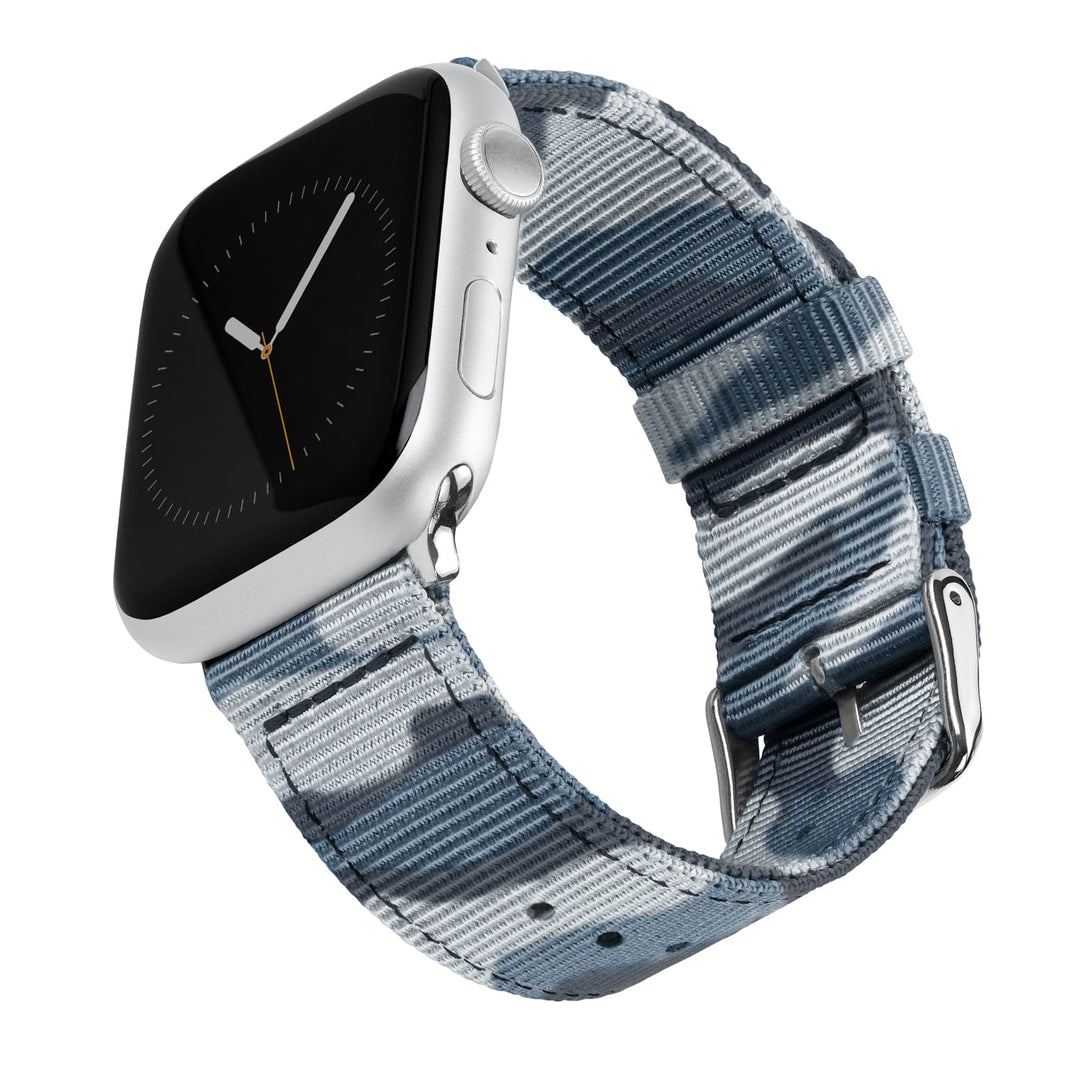 Apple Watch Nylon Watch Band in Blue Camo/Stainless – product shot