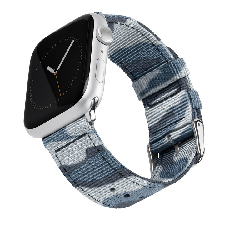 Apple Watch Nylon Watch Band in Blue Camo/Stainless – product shot