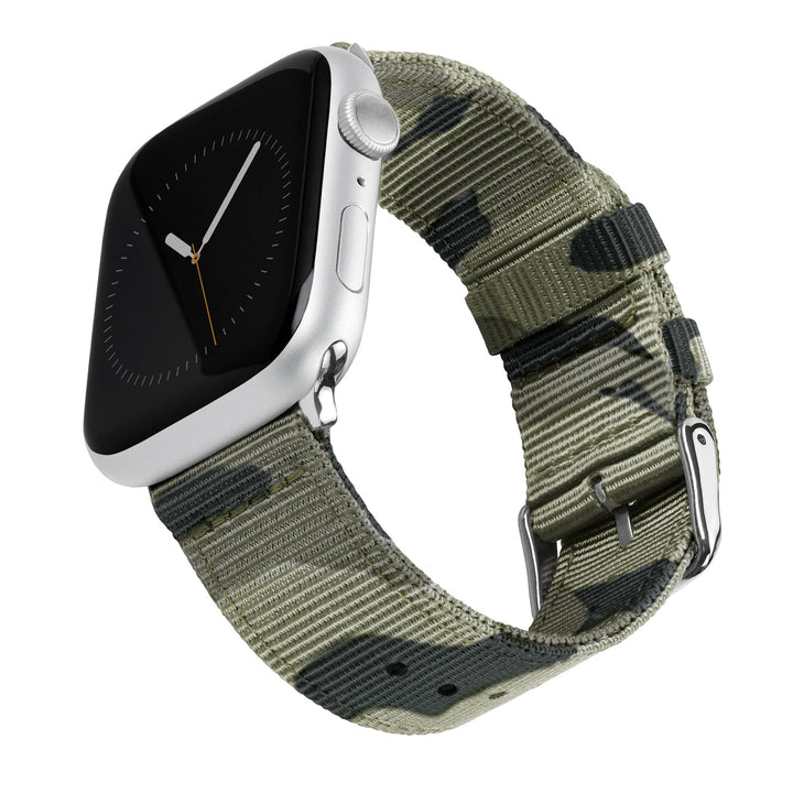 Apple Watch Nylon Watch Band in Green Camo/Stainless – product shot
