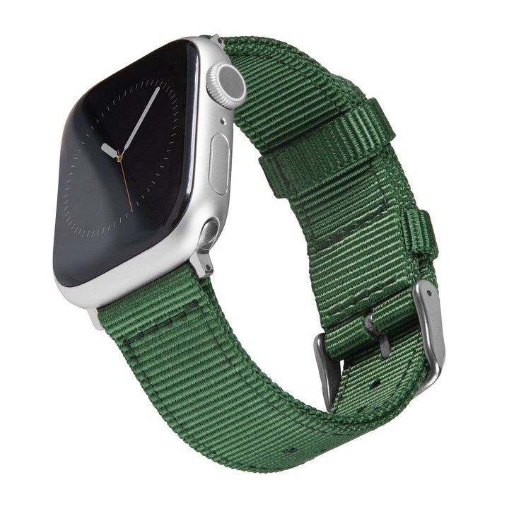 Apple Watch Nylon Watch Band - Forest Green/Stainless