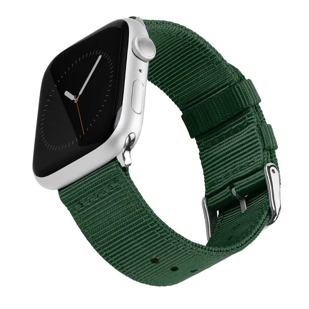 Apple Watch Nylon Watch Band in Forest Green/Stainless – product shot
