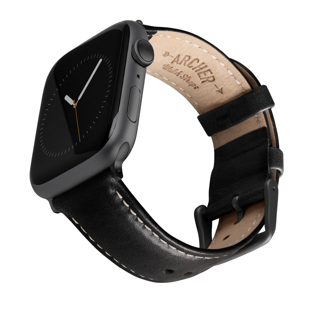 Apple Watch Leather Watch Band - Black/Natural/Space Gray – main product photo