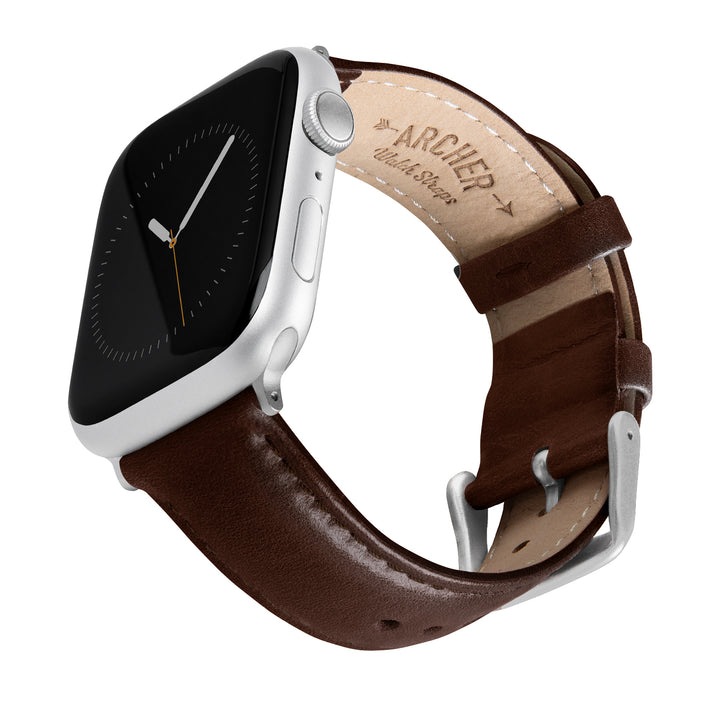 Apple Watch Leather Watch Band - Dark Chestnut/Matched/Silver Aluminum – main product photo