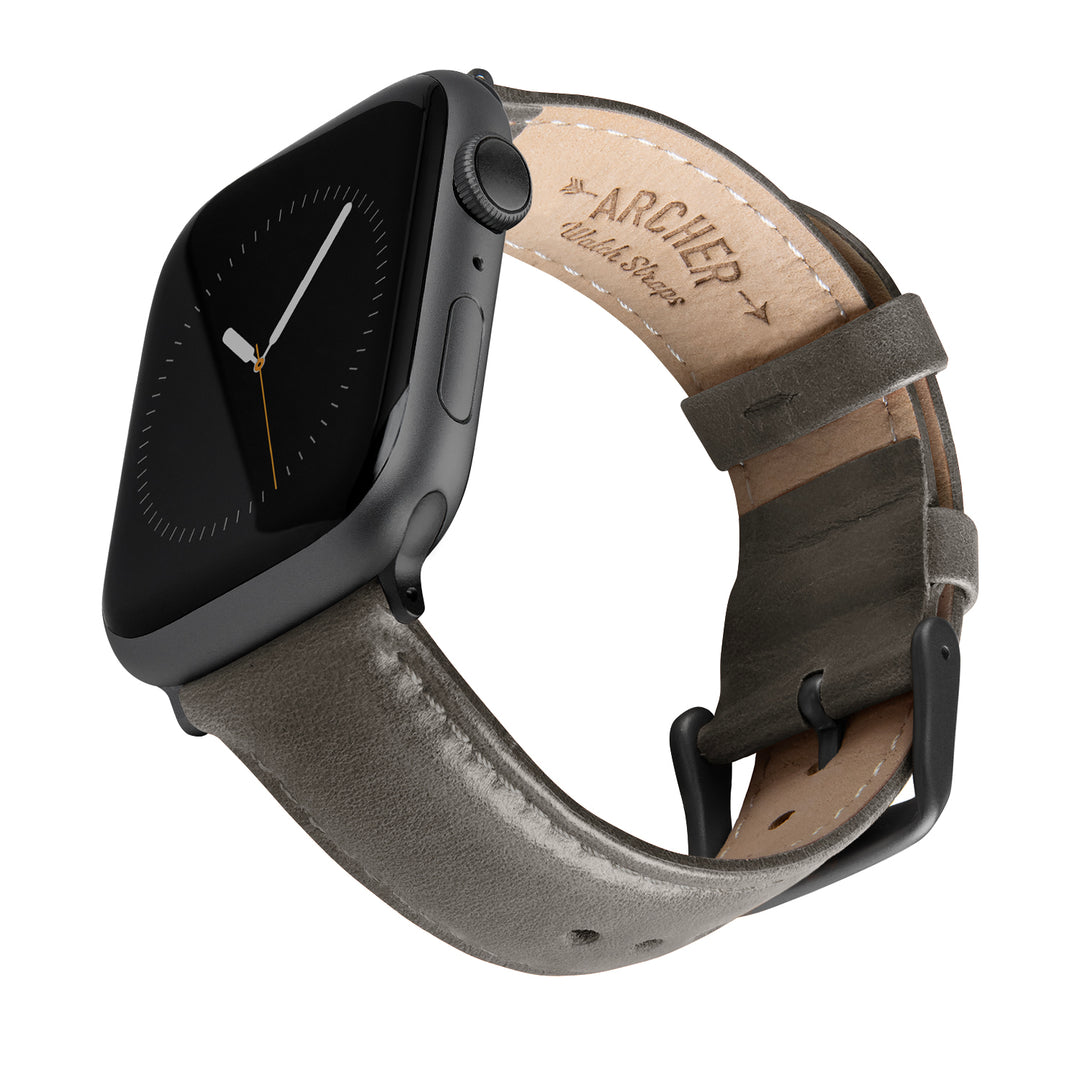 Apple Watch Leather Watch Band - Pewter Gray/Matched/Space Gray – main product photo