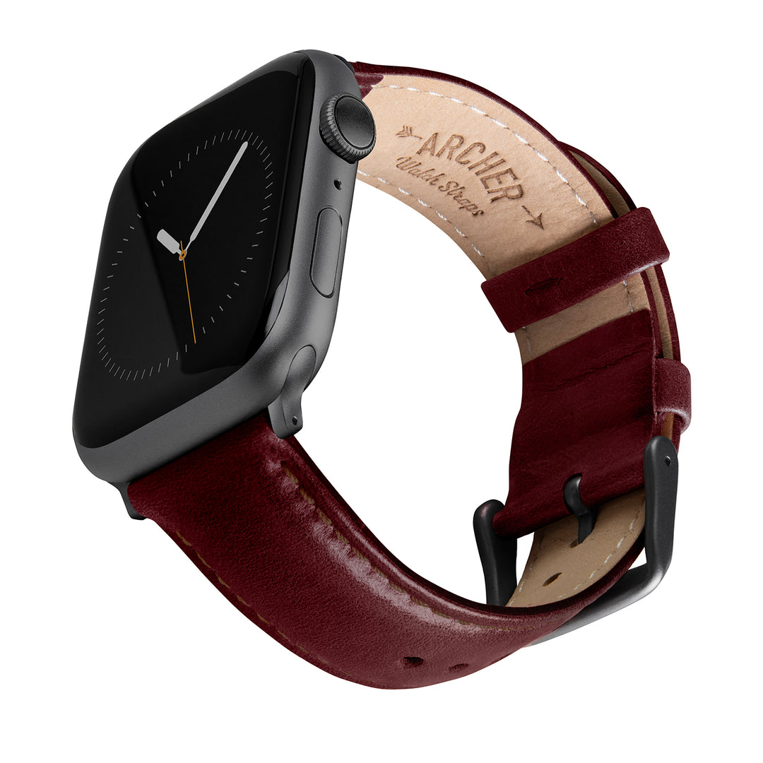 Apple Watch Leather Watch Band - Mahogany/Matched/Space Gray – main product photo