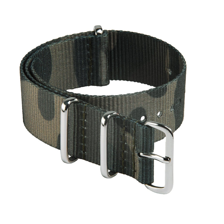Classic Military Style Nylon Watch Band - Green Camo
