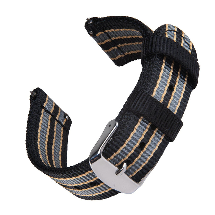 Quick Release Nylon Watch Band - Black/Gray/Gold
