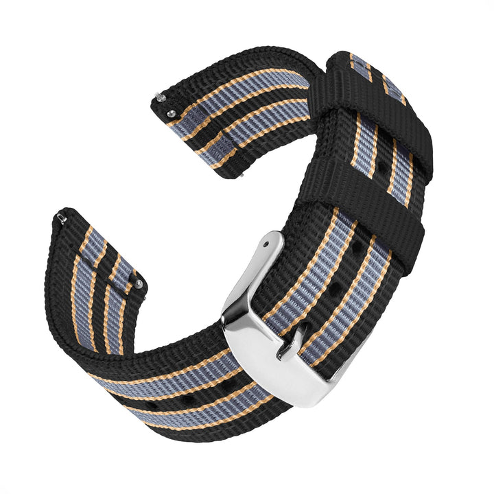 Quick Release Nylon Watch Band - Black/Gray/Gold – main product photo